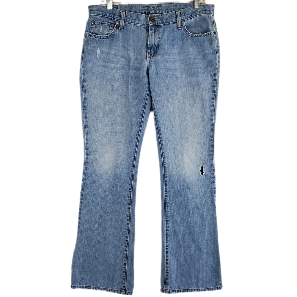 Vintage American Eagle Hipster Skinny Flare Leg Jeans Low Rise Womens 8 Denim